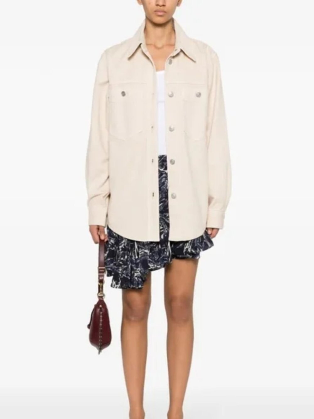 Isabel Marant Cream Button-Front Oversized Jean Jacket